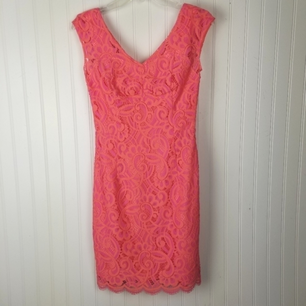 Lilly Pulitzer Mini Dress Sleeveless Rosaline Ginger About Face Two Tone Lace - Picture 12 of 13